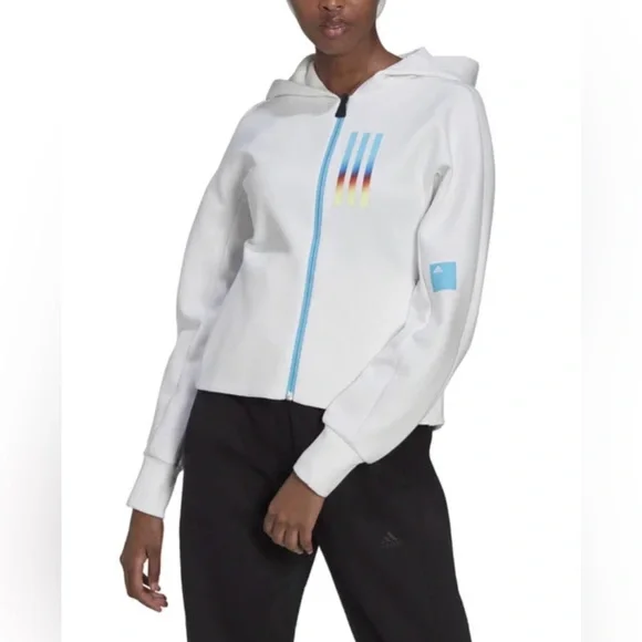 Adidas Hooded Sweatshirt Sportswear, white, Women’s Large (NWT) - Picture 4 of 11